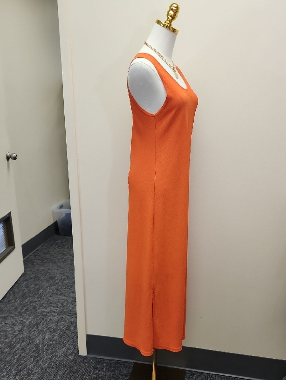 Fashion Code Orange Sleeveless Maxi Dress Tank Style Size Small - Picture 5 of 9